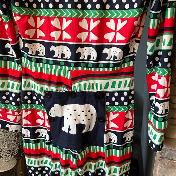 Christmas in July Party Flap Onesie Hallmark Bear Soft Cozy Holiday Red White L - Picture 6 of 7